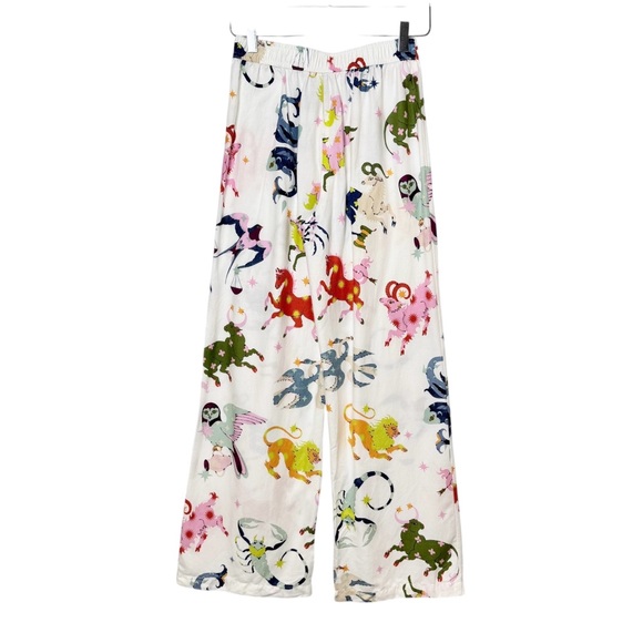 Anthropologie Colorful Zodiac Print Women’s Wide Leg Flannel Pajama Pants Sz XXS - Picture 6 of 11